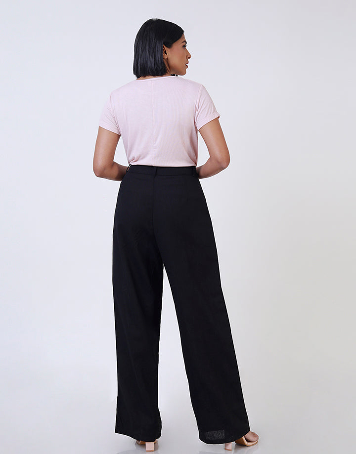 Embroidery Pocket Detailed Linen Pant