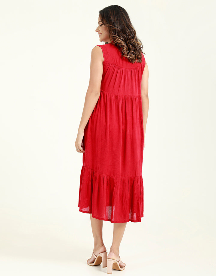Flared V-Neck Dress in Sleeveless