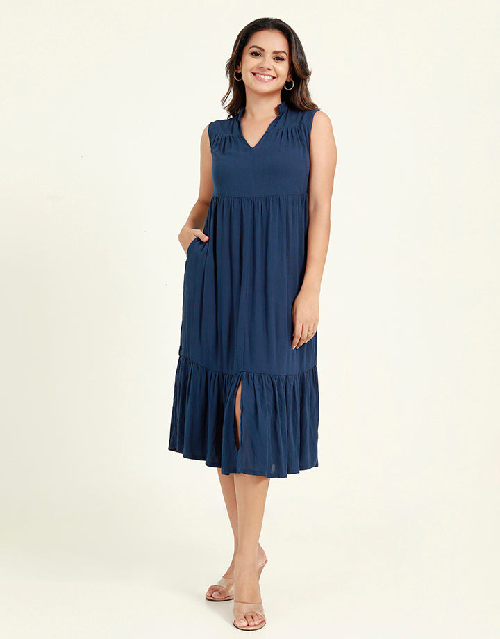 Flared V-Neck Dress in Sleeveless