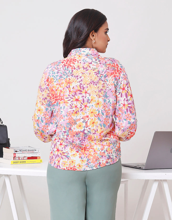 Floral Blouse in Maxed Colors