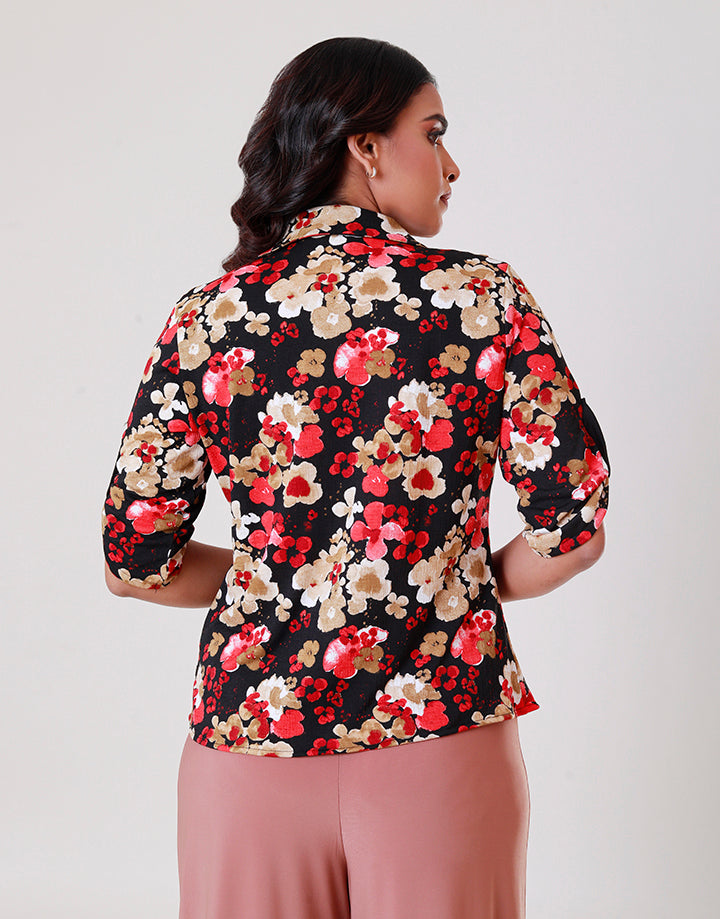 Floral Print Collared Blouse