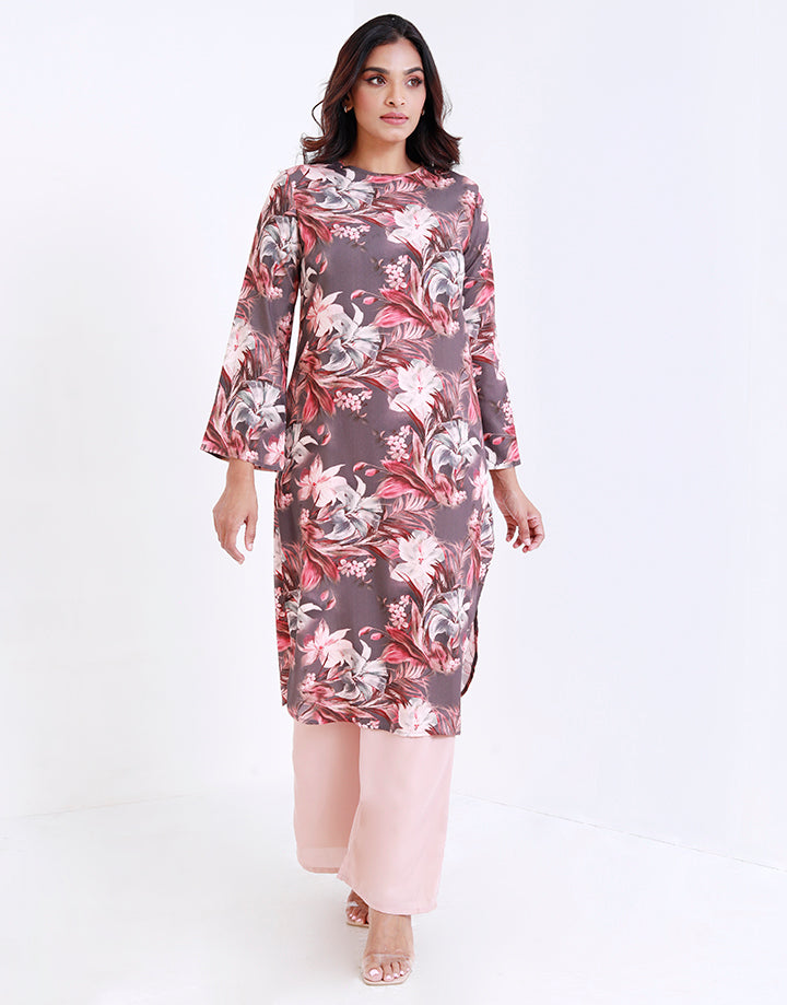 Floral Print Kurtha with Side Slits