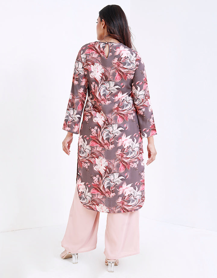 Floral Print Kurtha with Side Slits