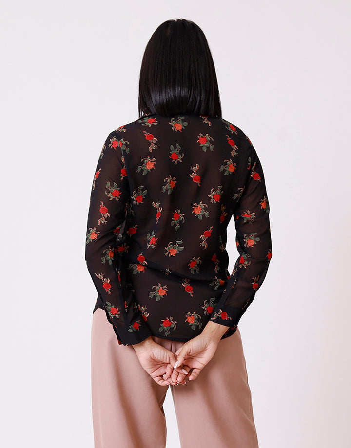 Floral Print Long Sleeve Blouse