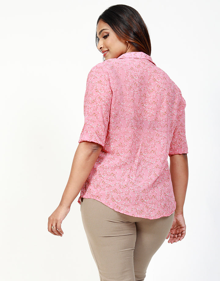 Floral Printed Blouse with Pintucks