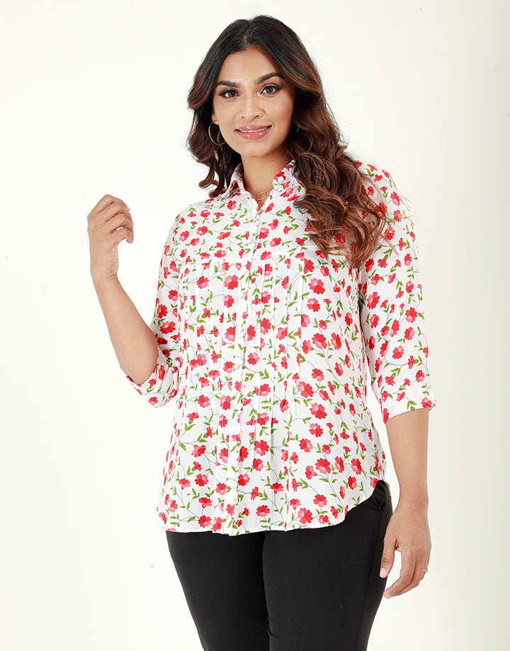 Floral Printed Blouse with ¾ Sleeves