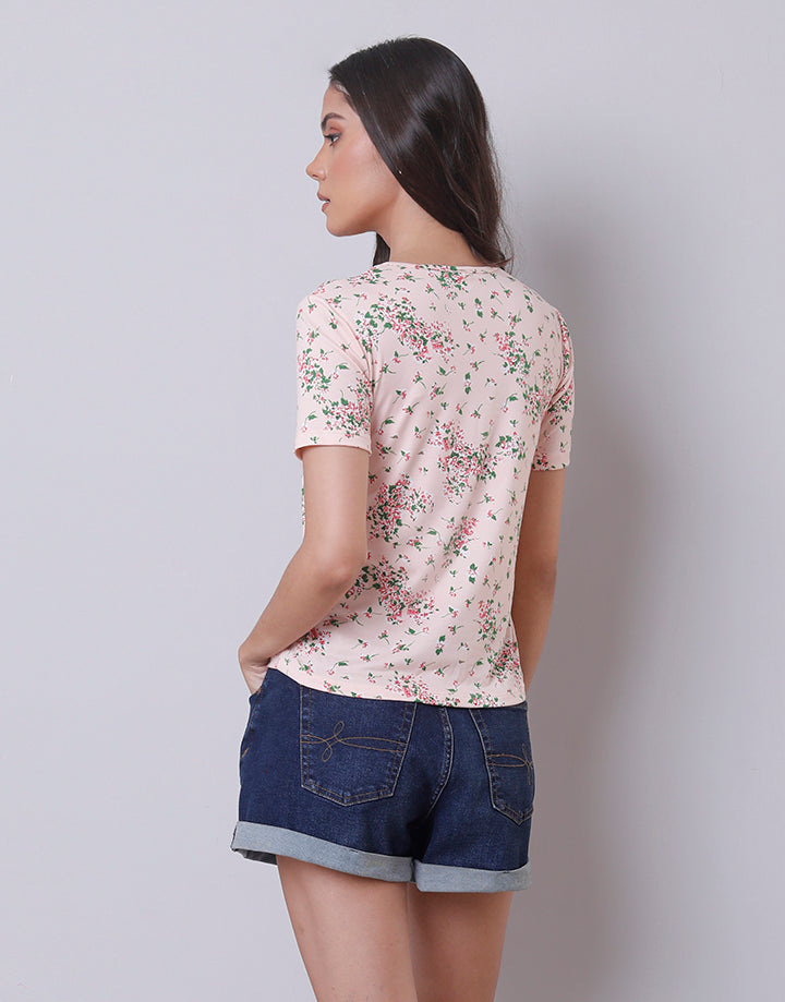 Foral Print T-Shirt with Short Sleeves