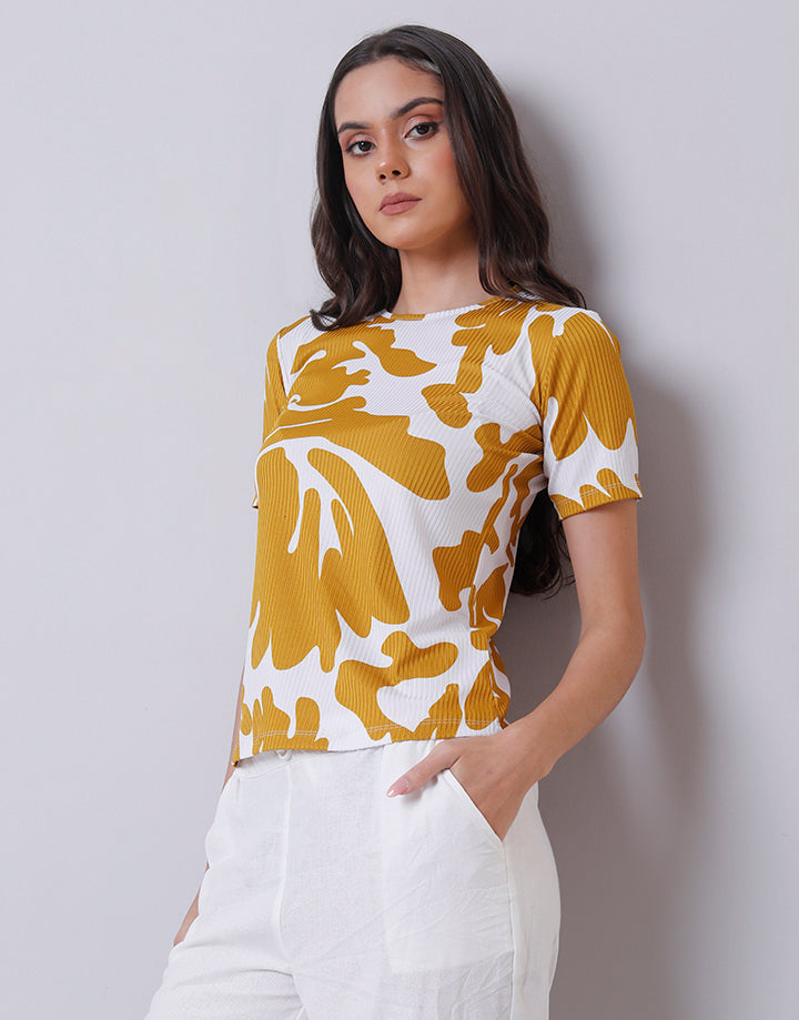 Foral Print T-Shirt with Short Sleeves