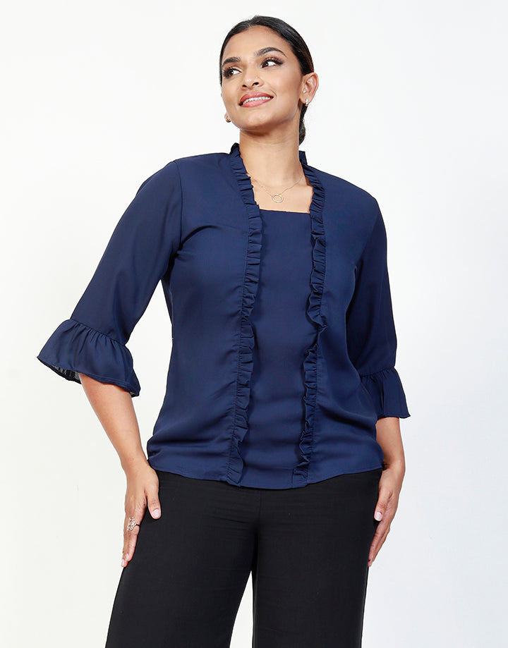 Frill Detail Top with Bell Sleeves