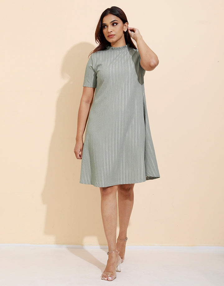 Frill Neck A-Line Dress