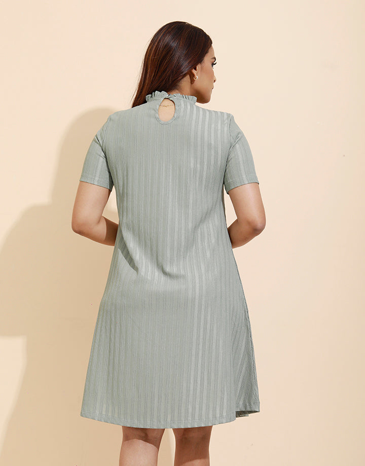 Frill Neck A-Line Dress