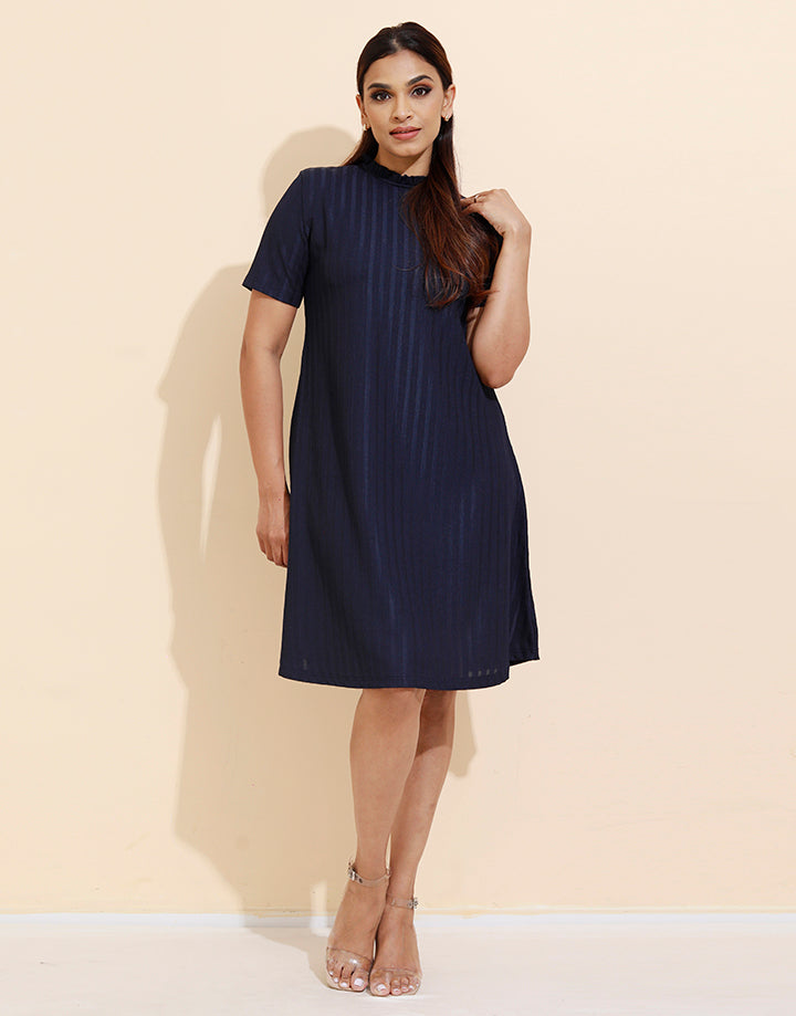 Frill Neck A-Line Dress