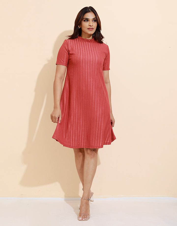 Frill Neck A-Line Dress