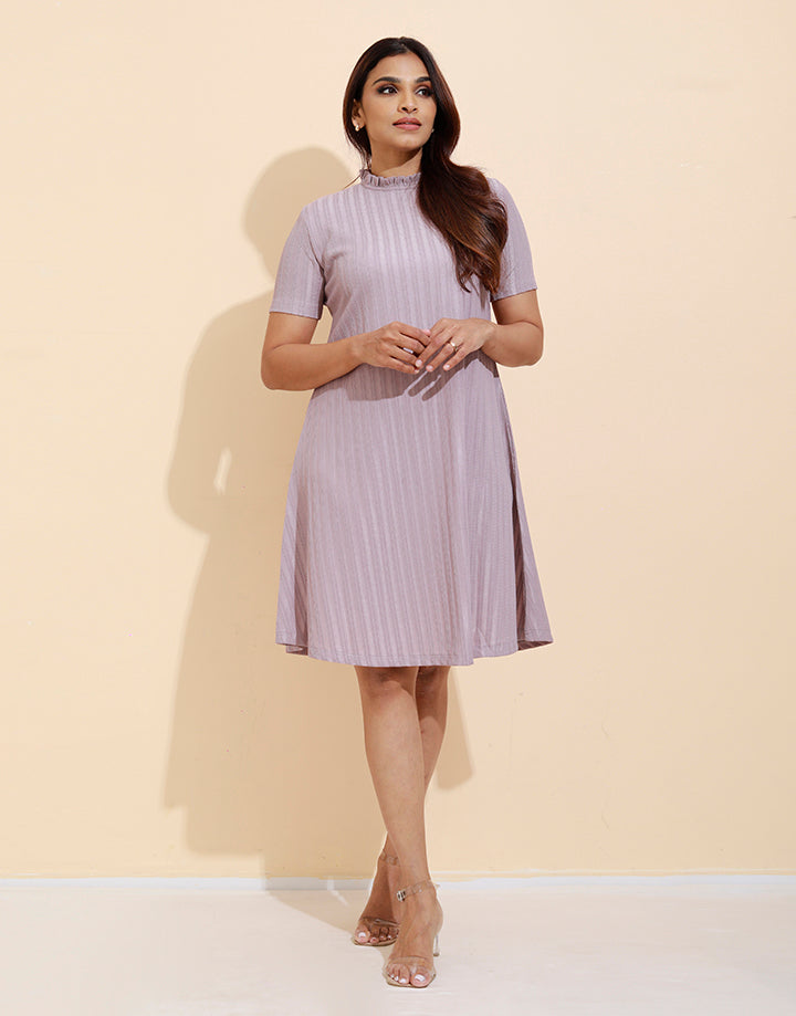 Frill Neck A-Line Dress