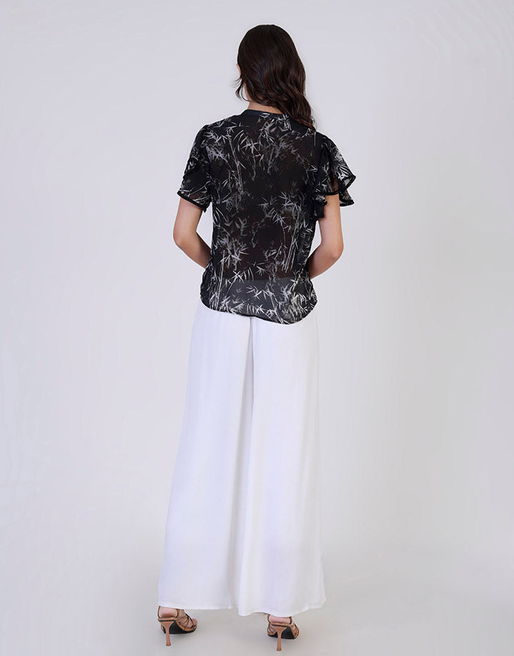 Frill Sleeve Top with Ladder Lace