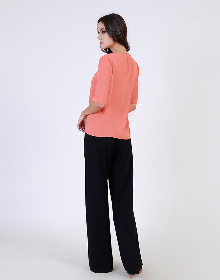 Front Pleated Top with Back Keyhole