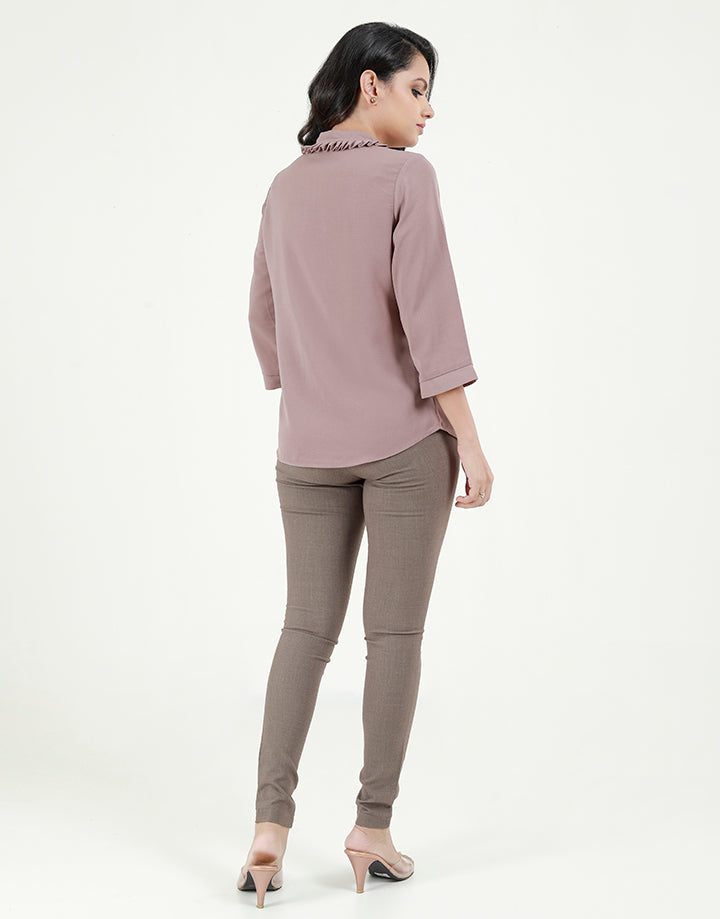 High Neck Blouse with ¾ Sleeves