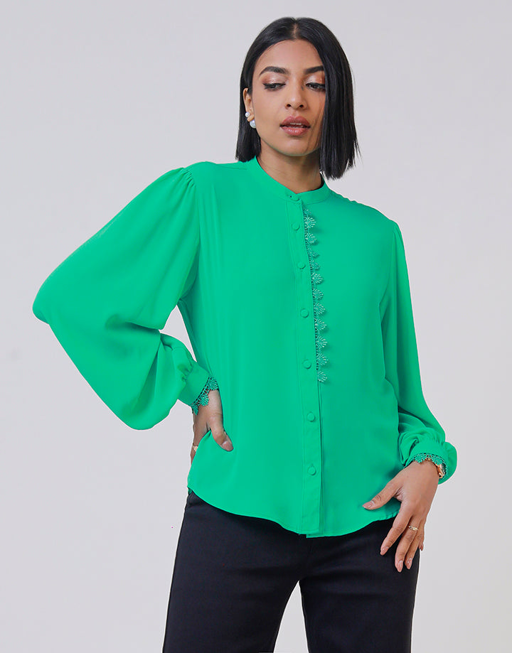 High Neck Blouse with Long Sleeves