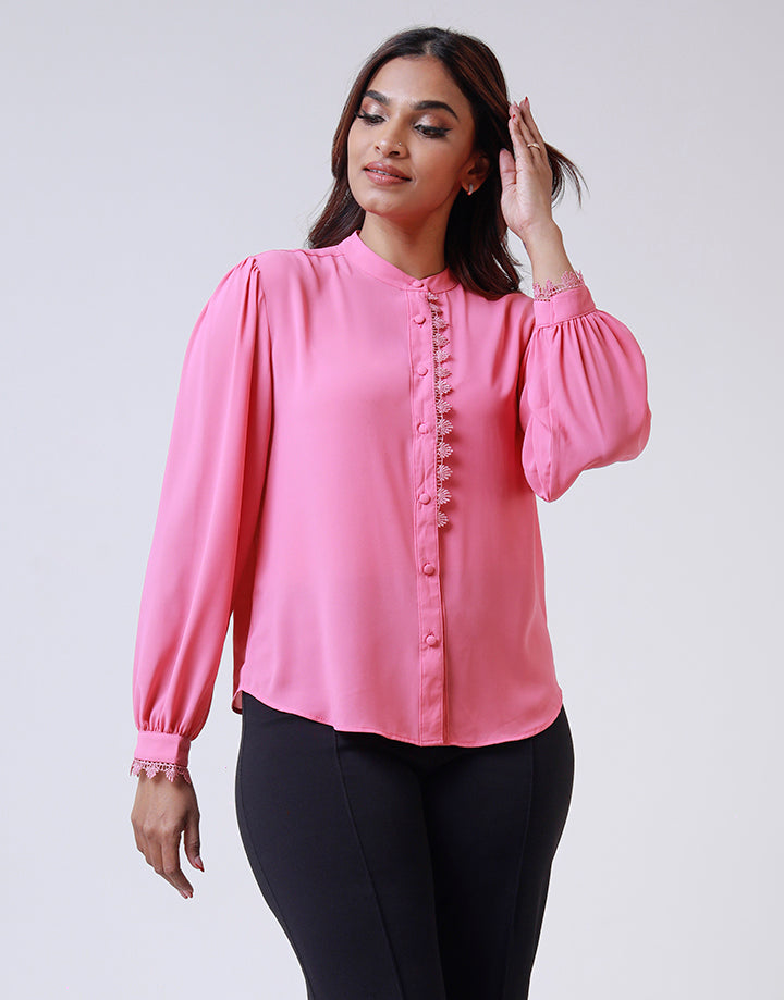 High Neck Blouse with Long Sleeves