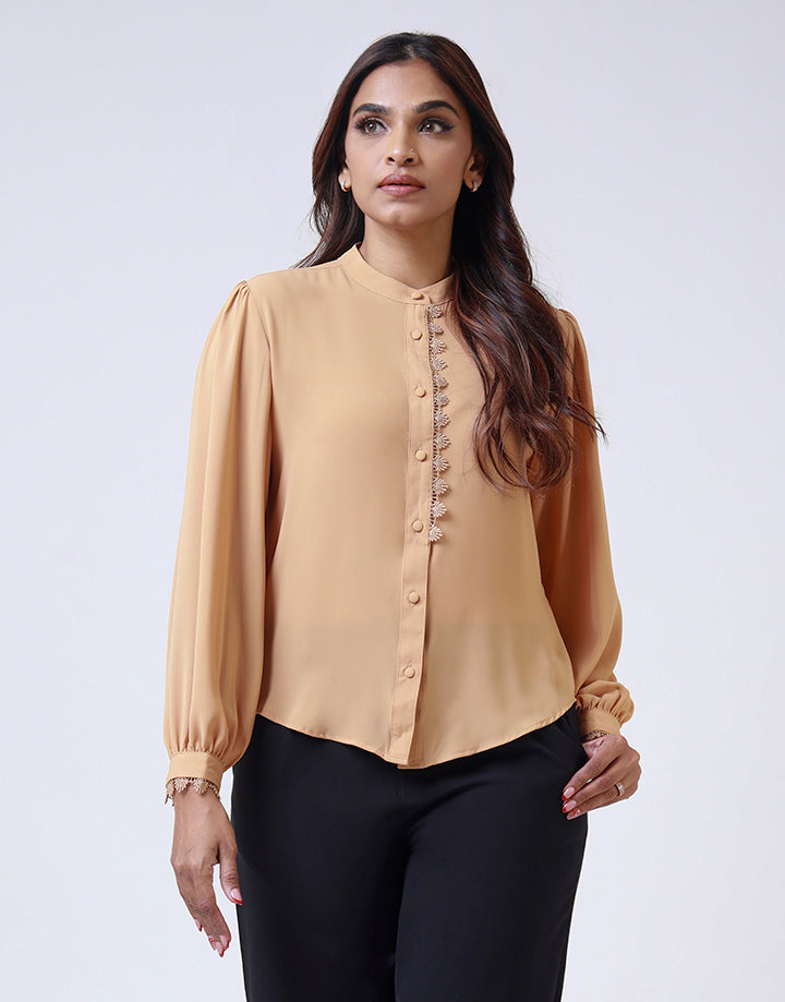 High Neck Blouse with Long Sleeves