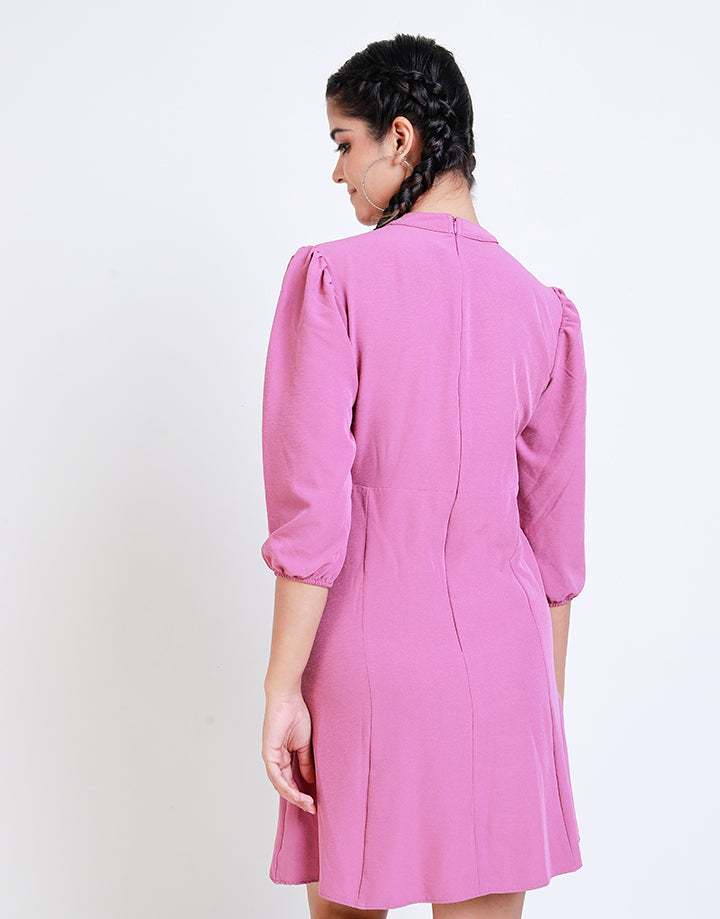 High Neck Dress with Bishop Sleeves