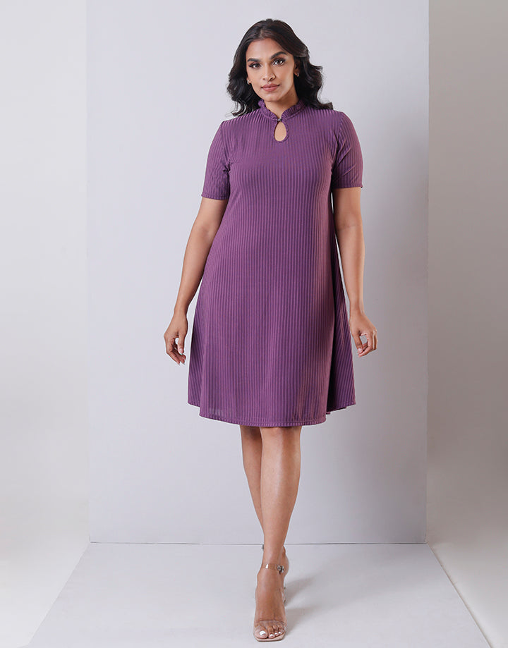 High Neck Dress with Front Keyhole