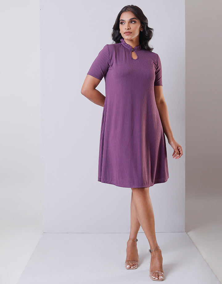 High Neck Dress with Front Keyhole