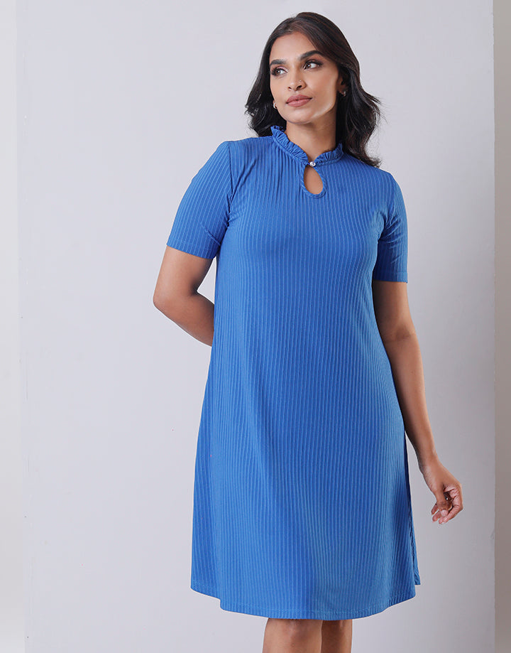 High Neck Dress with Front Keyhole