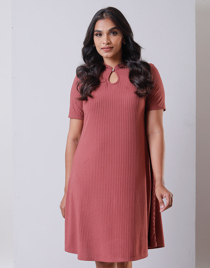 High Neck Dress with Front Keyhole