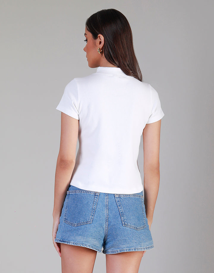 High Neck T-Shirt with Short Sleeves