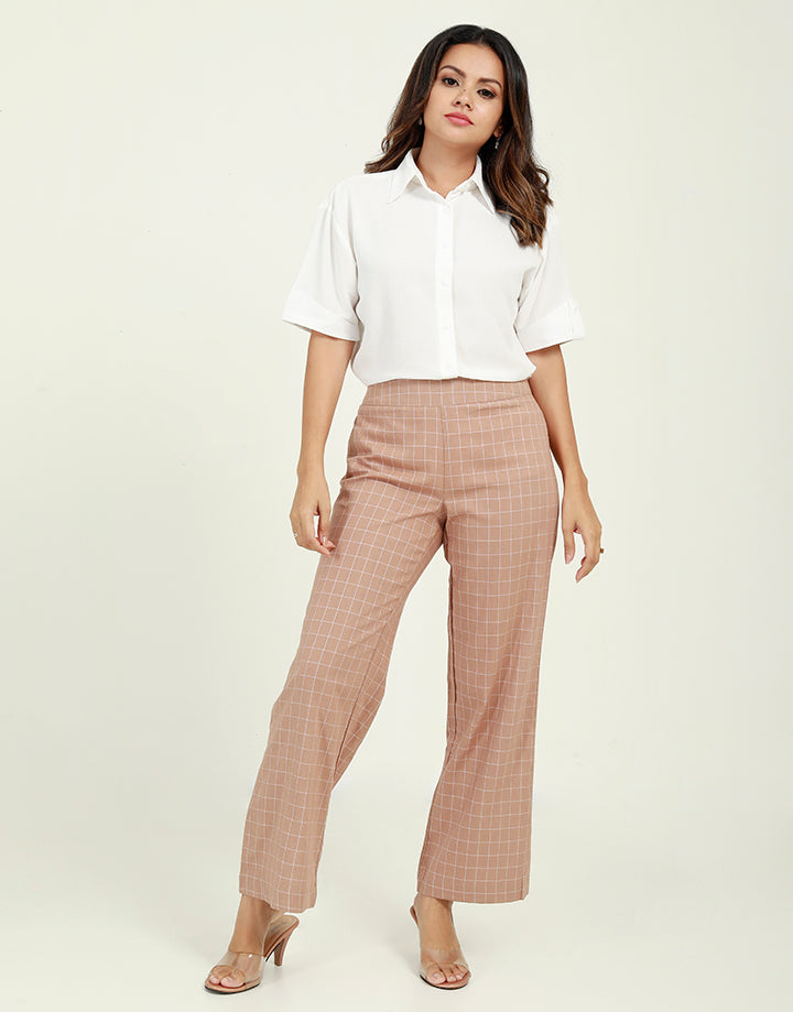 High Waisted Linen Pant in Stripes