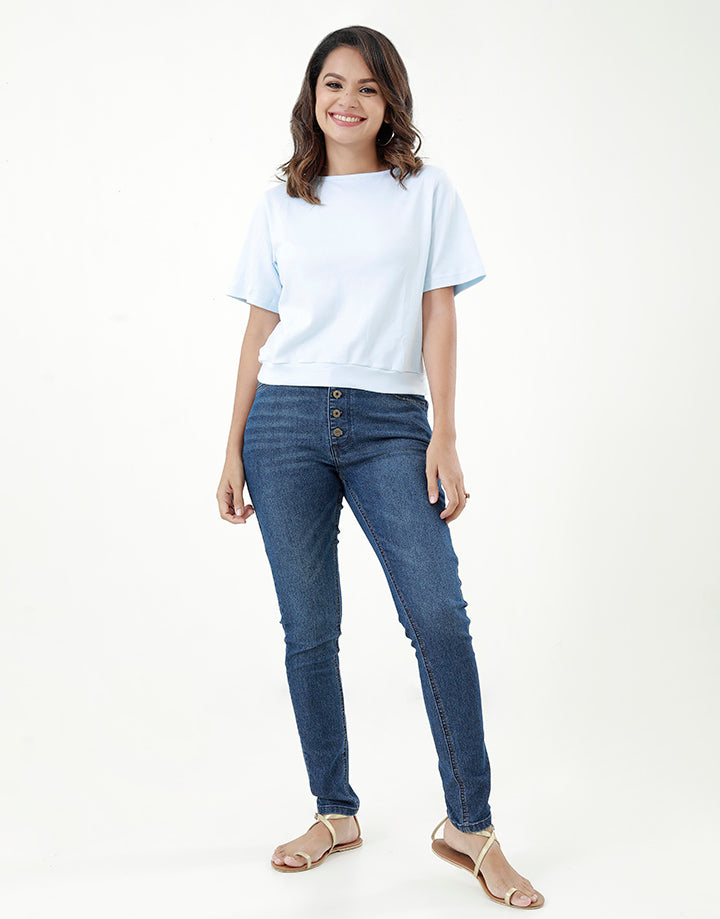 LICC Five Button Skinny Jeans with Pockets