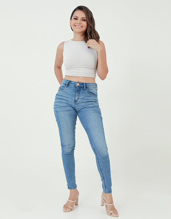 LICC Skinny Jeans with Single Buttons