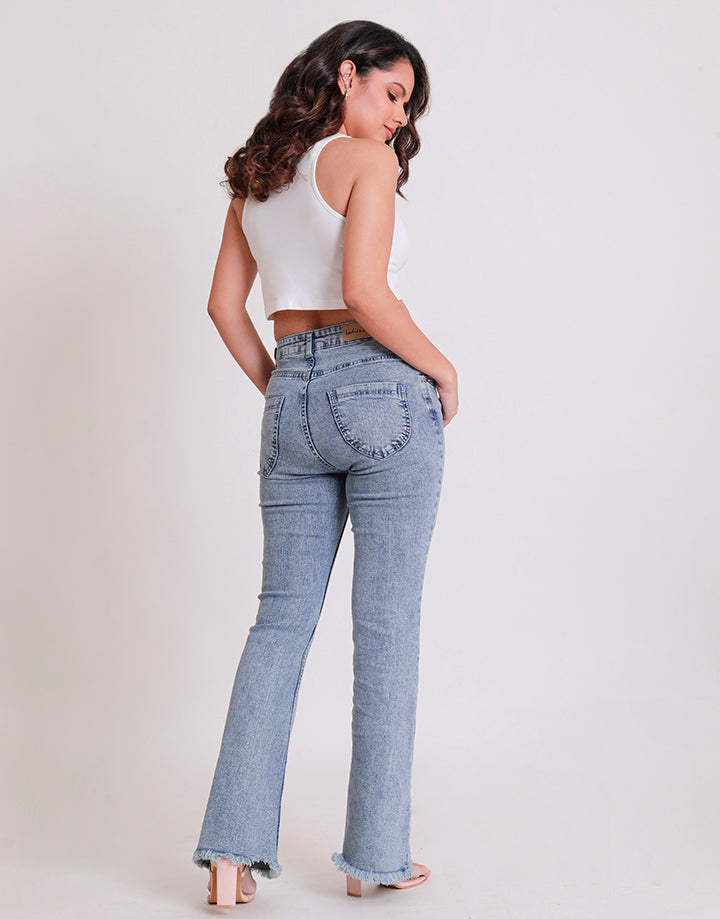 Ladies Hight Waist Raw Hem Jean 209A