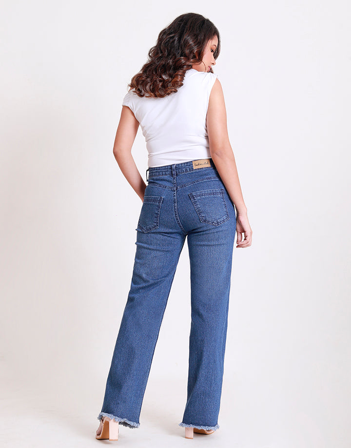 Ladies Relaxed Straight Raw Hem Jeans 203ST