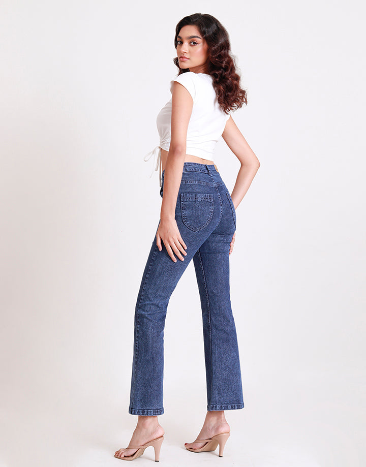 Ladies Wide Leg Jeans with Buttons 213ST