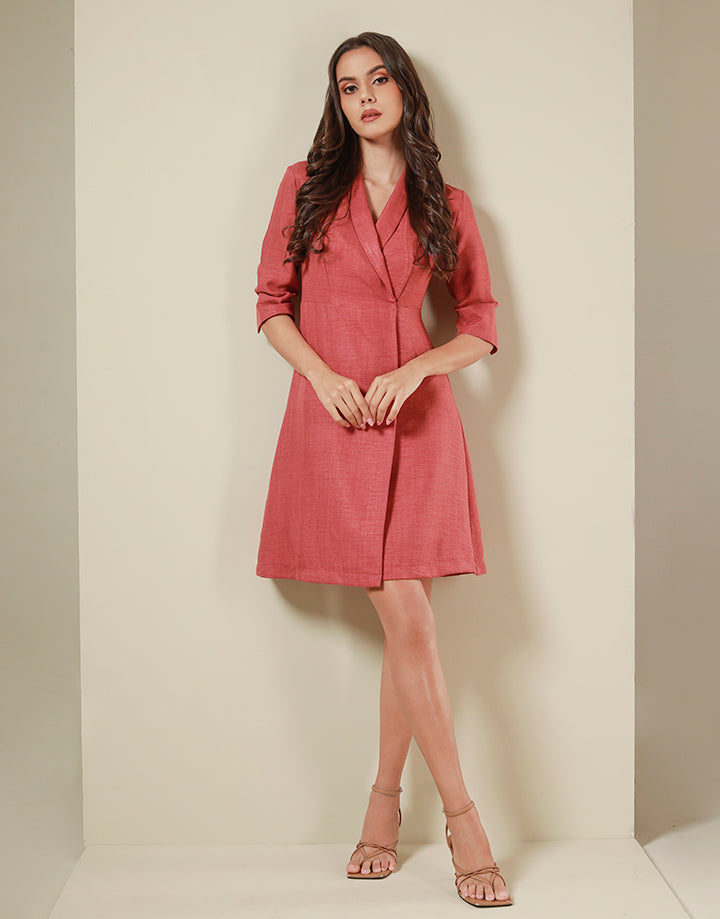 Lapel Collar Wrap Blazer Dress