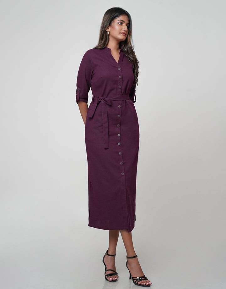 Linen Button Up Maxi Shirt Dress