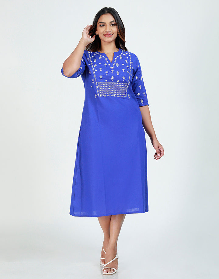 Linen Dress with Embroidery