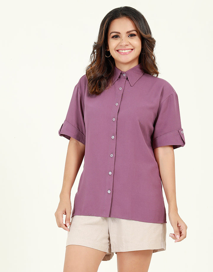 Linen Shirt with Tab Sleeves