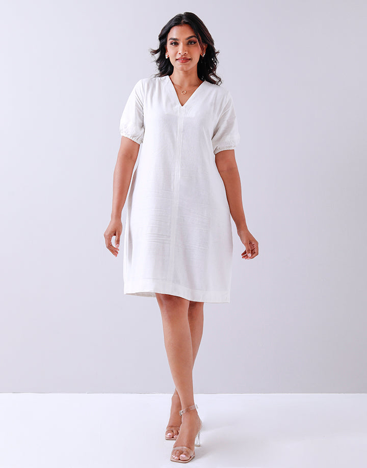 Linen V-Neck Dress with Pockets