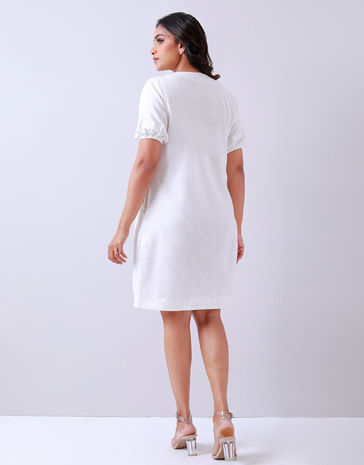 Linen V-Neck Dress with Pockets