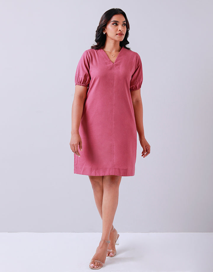 Linen V-Neck Dress with Pockets