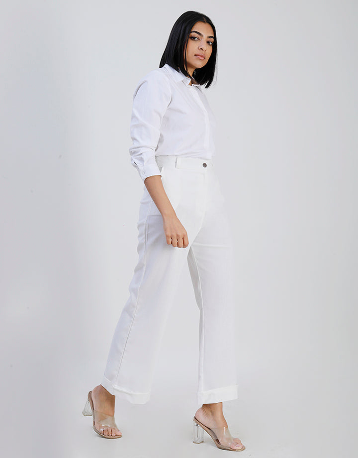 Linen White Pant with Side Pockets