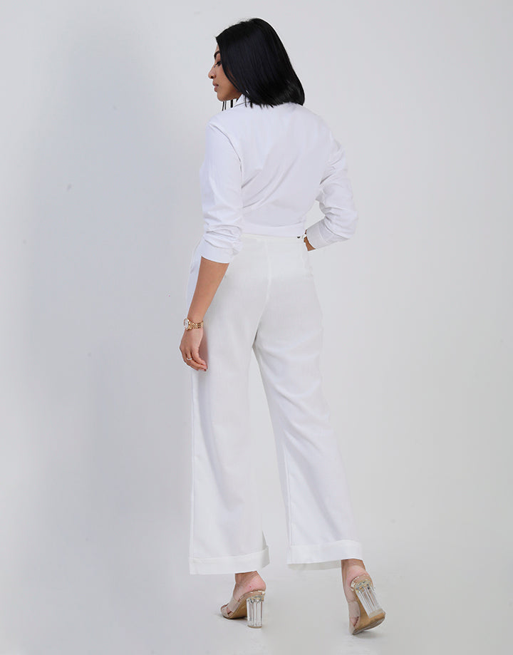 Linen White Pant with Side Pockets