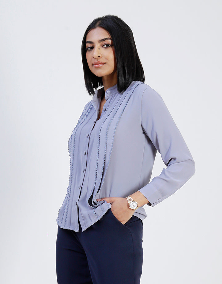 Long Sleeve Blouse with Pintuck Detail