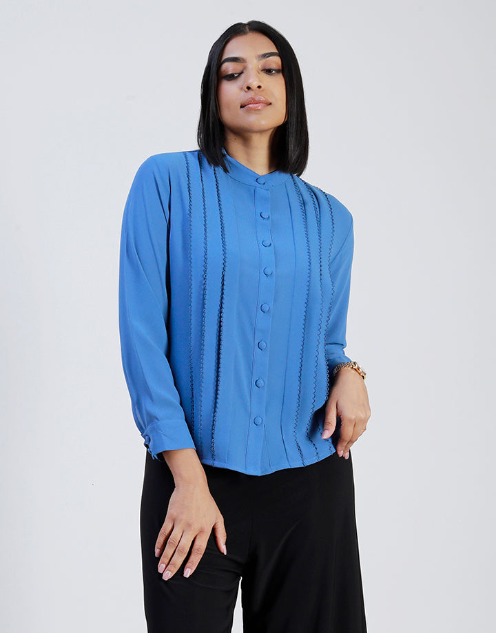 Long Sleeve Blouse with Pintuck Detail