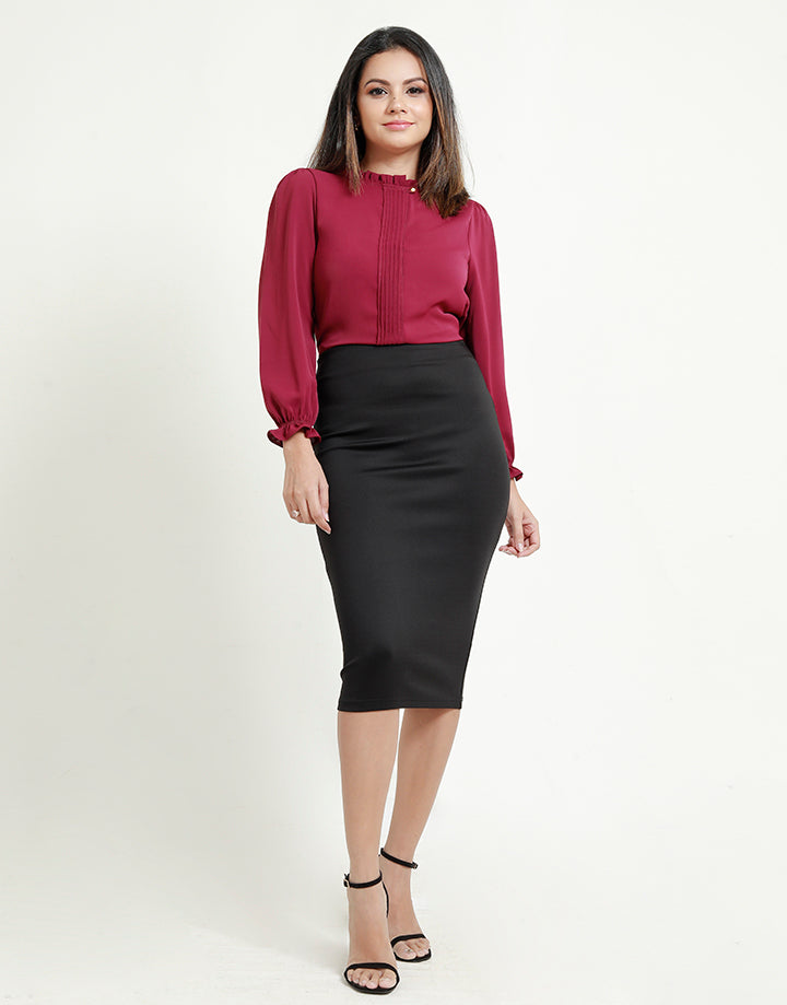 Long Sleeves Blouse with Pintucks