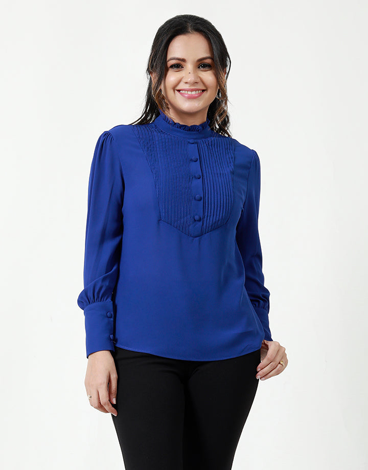 Long Sleeves Blouse with Pintucks
