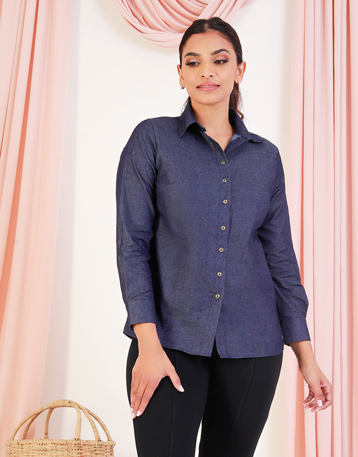 Long Sleeves Button Down Denim Shirt